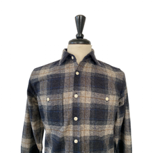 Load image into Gallery viewer, Tweedy Flannel Shirt, Blue & Gray Plaid