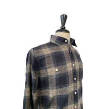 Load image into Gallery viewer, Tweedy Flannel Shirt, Blue & Gray Plaid