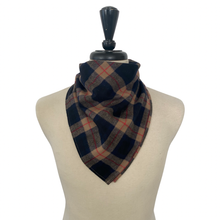 Load image into Gallery viewer, Shaggy Flannel Dog Bandana, Blue &amp; Beige Plaid
